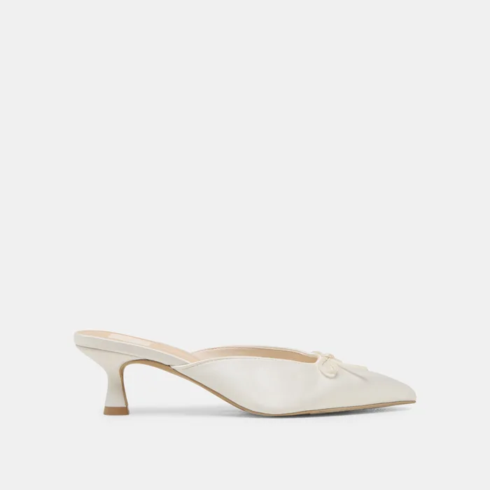 Cleo Off White Satin Heels — view 2