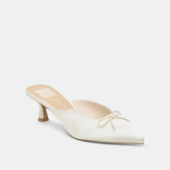 Cleo Off White Satin Heels — view 4