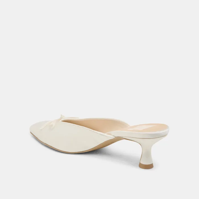 Cleo Off White Satin Heels — view 8