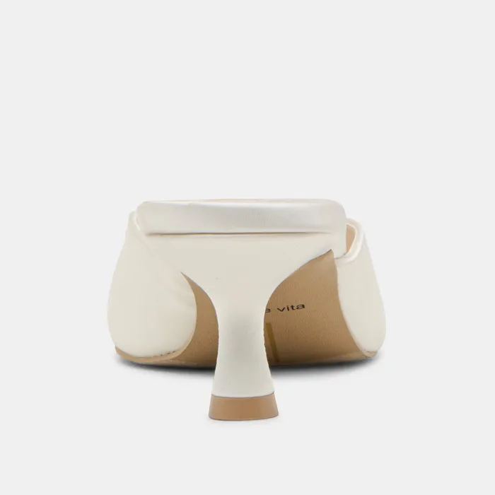 Cleo Off White Satin Heels — view 10