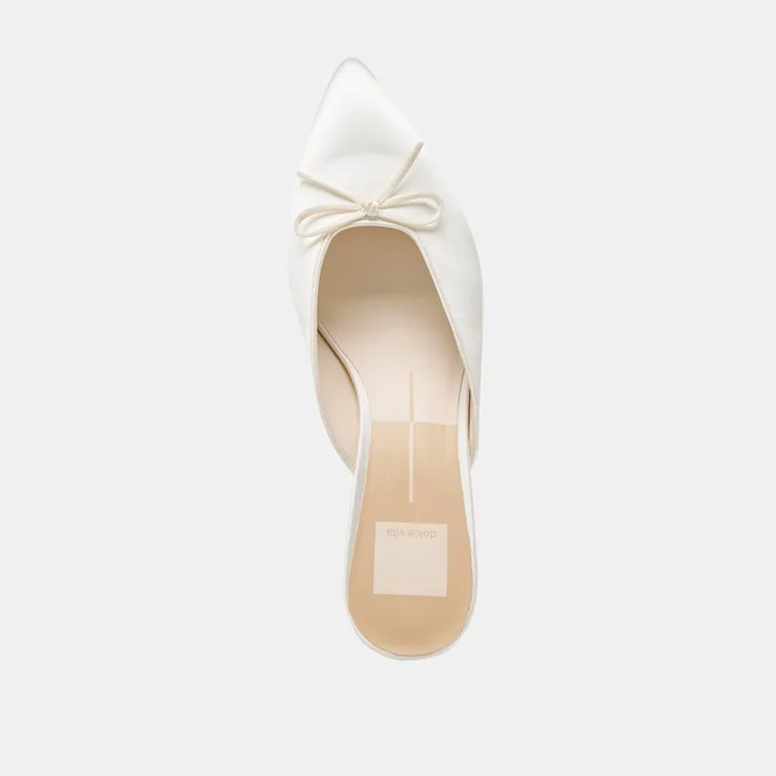 Cleo Off White Satin Heels — view 11