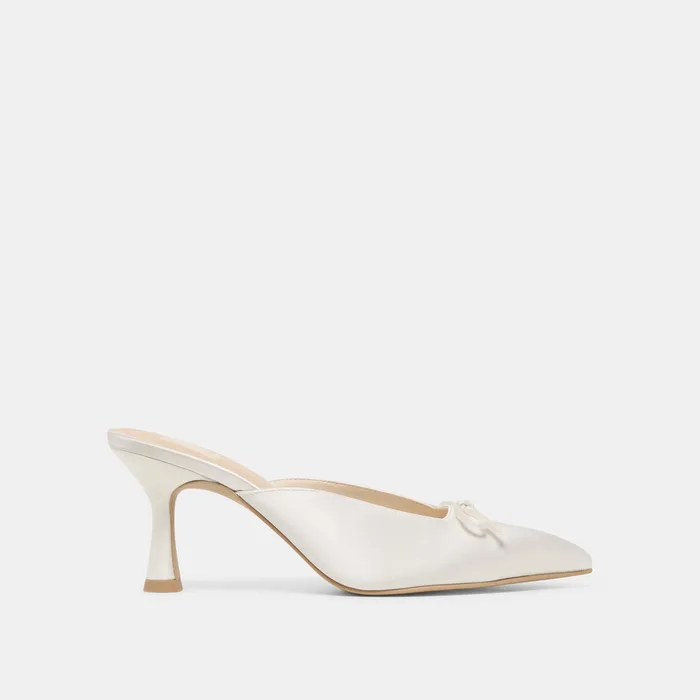 Cleo High Off White Satin Heels — view 2