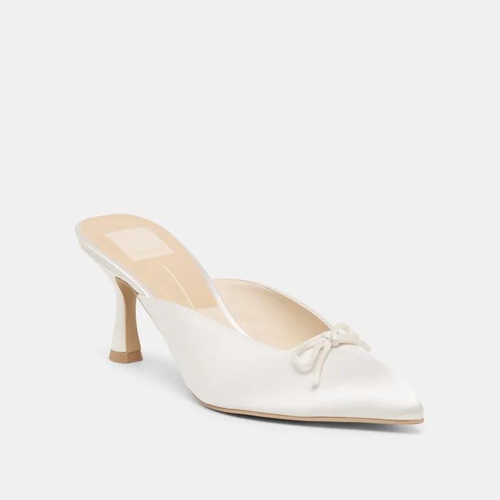 Cleo High Off White Satin Heels — view 4