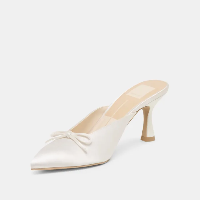 Cleo High Off White Satin Heels — view 7