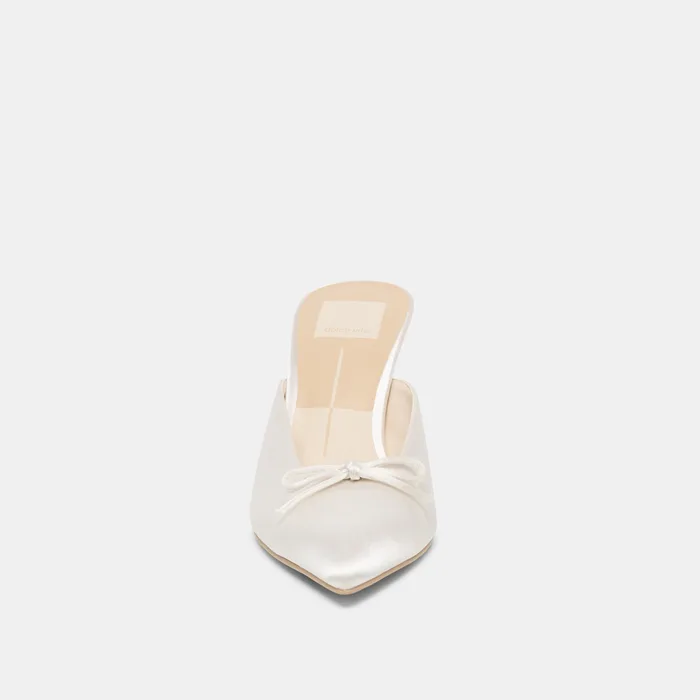 Cleo High Off White Satin Heels — view 9