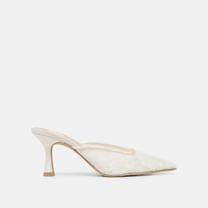 Cleo High True White Lace Heels — view 2