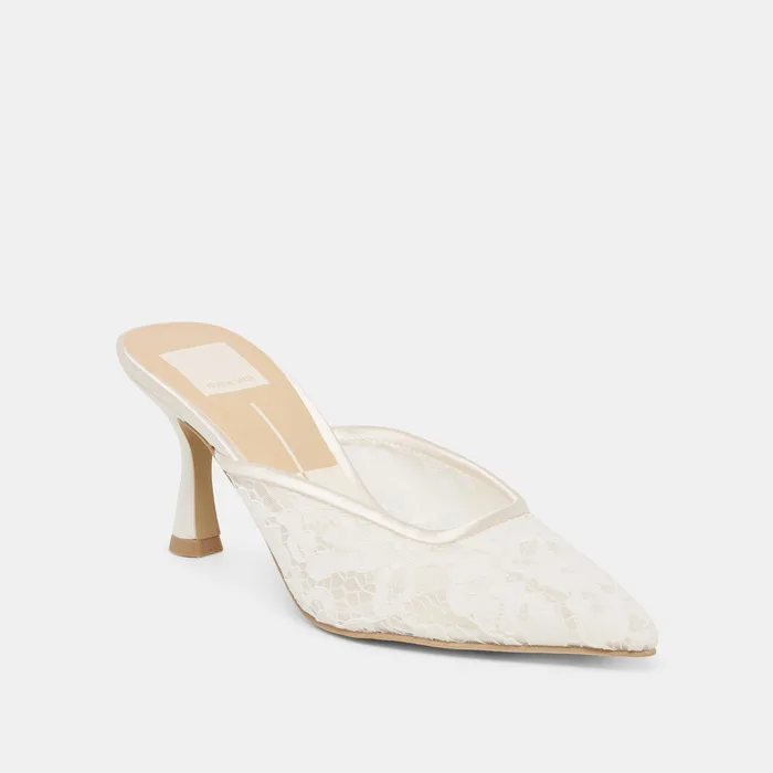 Cleo High True White Lace Heels — view 4