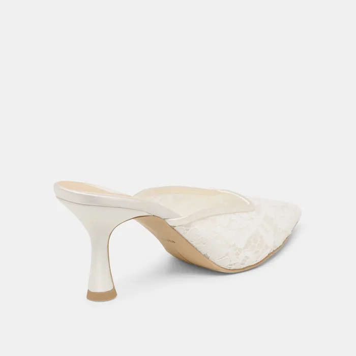 Cleo High True White Lace Heels — view 5