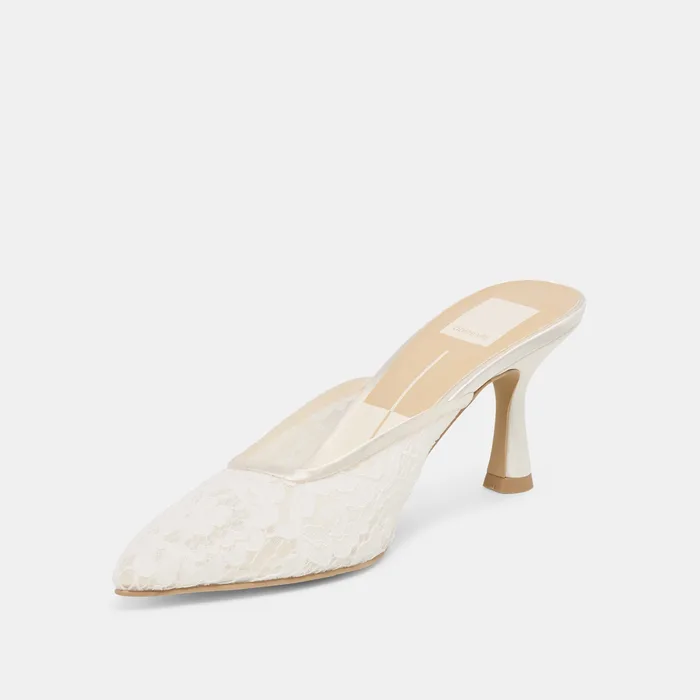 Cleo High True White Lace Heels — view 6