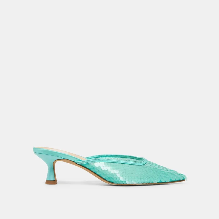 Cleo Sequin Aqua Sequin Heels — view 2