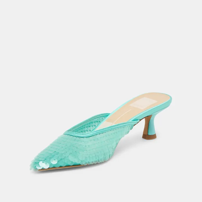 Cleo Sequin Aqua Sequin Heels — view 5