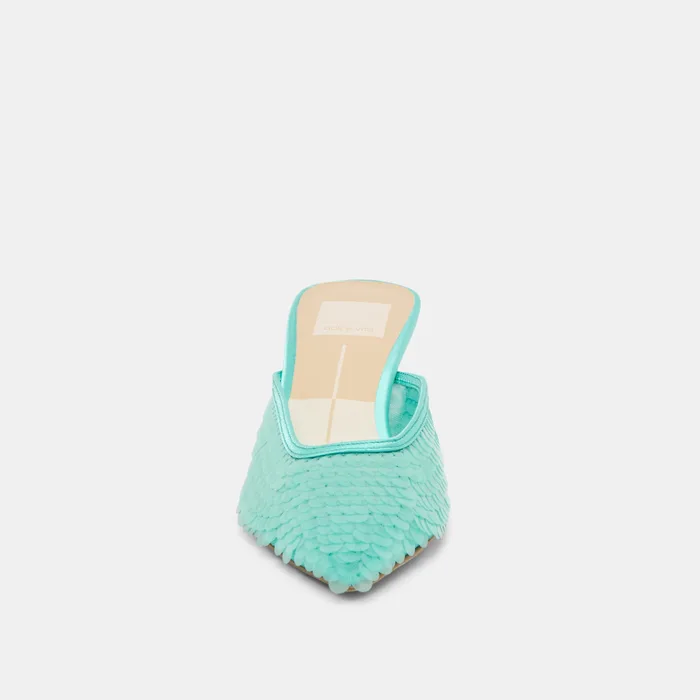 Cleo Sequin Aqua Sequin Heels — view 7