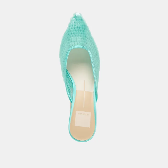 Cleo Sequin Aqua Sequin Heels — view 9