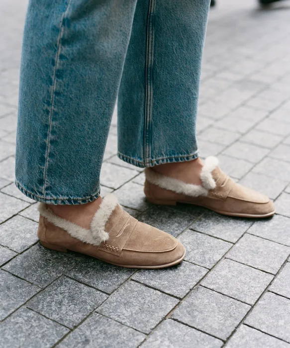 CLOEY PLUSH Lt Brown Suede Loafers — view 5