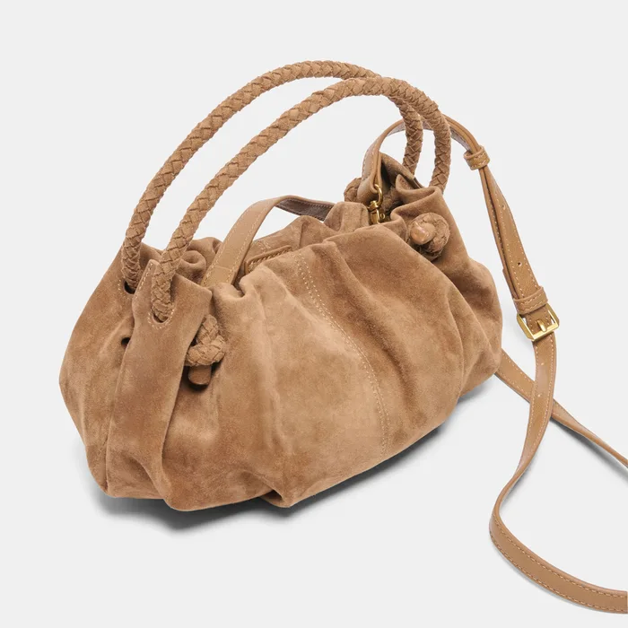 COCOA Dark Tan Suede Handbag Adjustable Crossbody — view 4