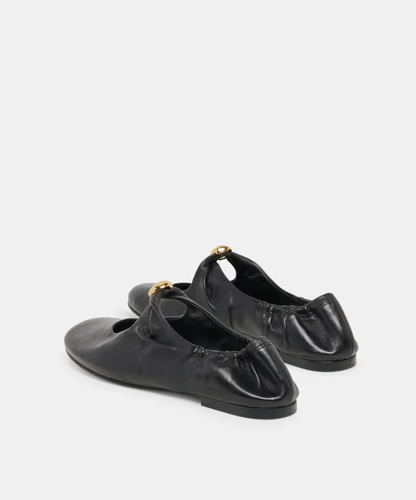 CORNEL FLATS BLACK LEATHER