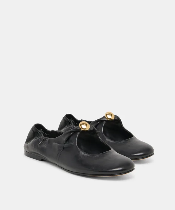 Cornel Black Leather Flats — view 3