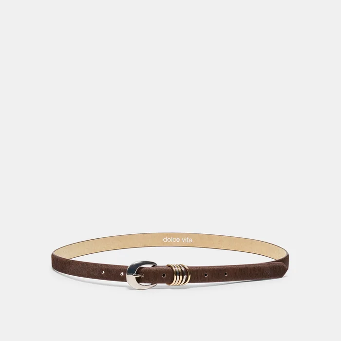 Crescent Buckle Chestnut Mixed Metal Multi Keeper Belt — view 2