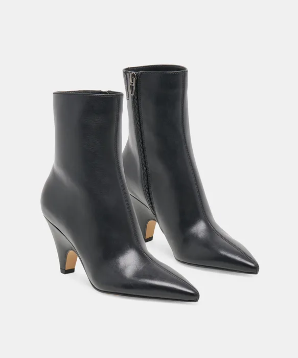 CRUZ Black Leather Sculptural Heeled Booties — view 3