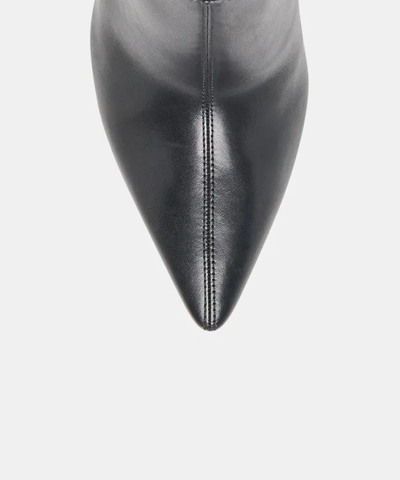 CRUZ Black Leather Sculptural Heeled Booties — view 4