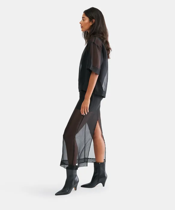 CRUZ Black Leather Sculptural Heeled Booties — view 5