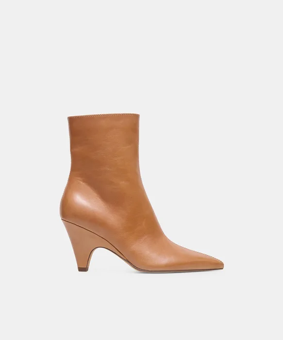 CRUZ Tan Leather Sculptural Heeled Booties — view 2
