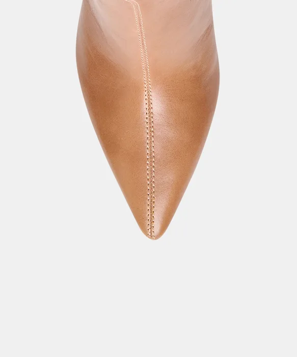 CRUZ Tan Leather Sculptural Heeled Booties — view 4