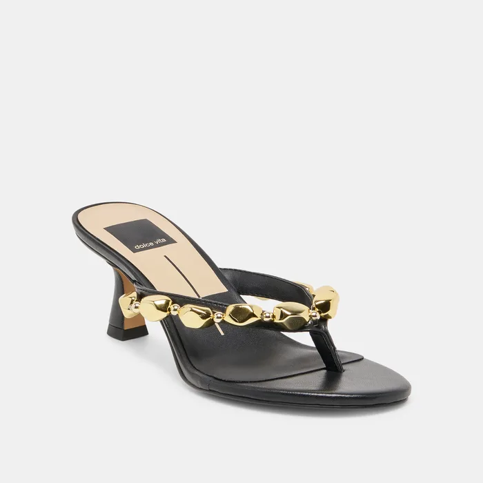 Daksie Black Leather Heels — view 4