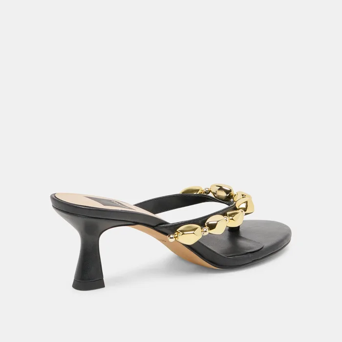 Daksie Black Leather Heels — view 6