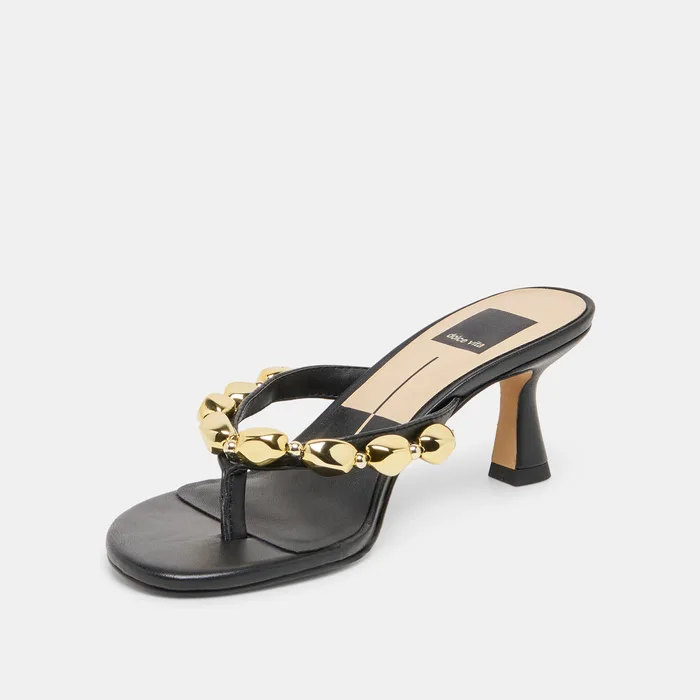 Daksie Black Leather Heels — view 7