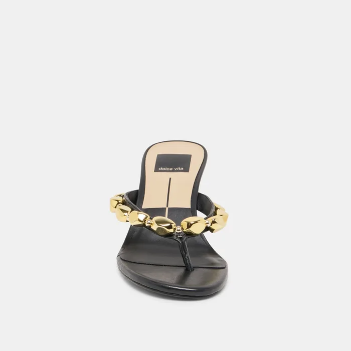 Daksie Black Leather Heels — view 9