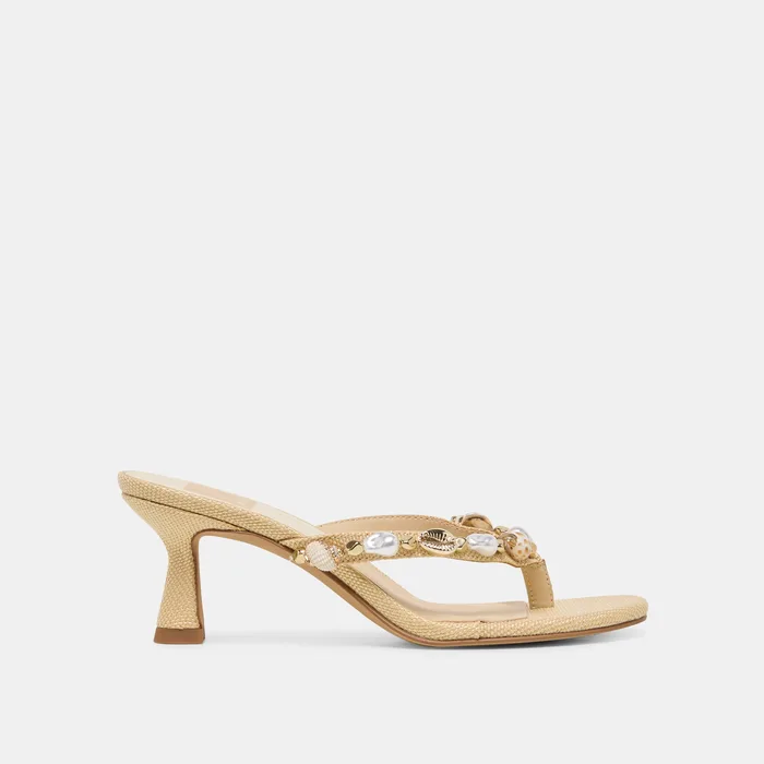 Daksie Lt Natural Raffia Heels — view 2