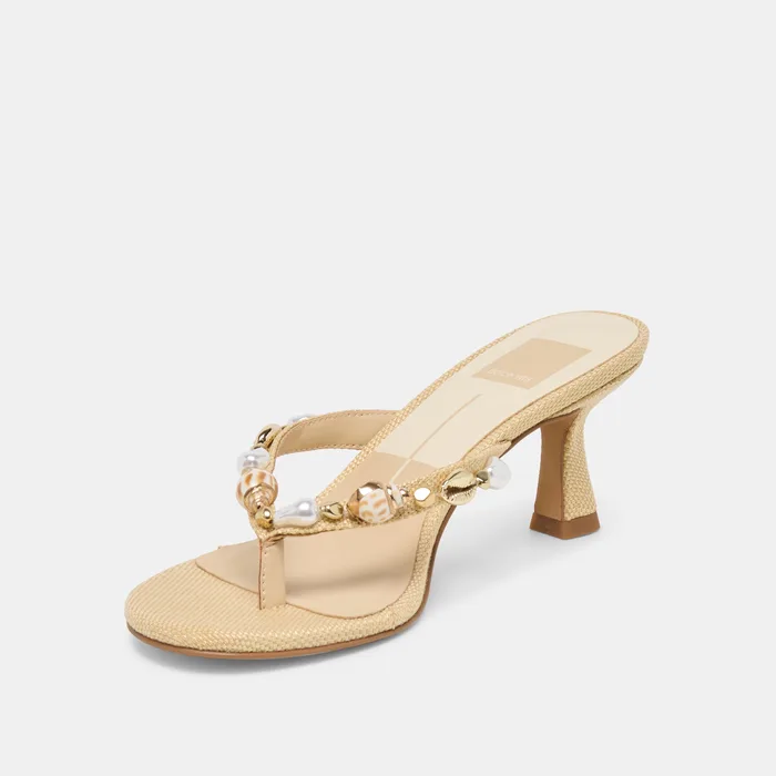 Daksie Lt Natural Raffia Heels — view 6