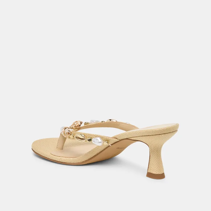 Daksie Lt Natural Raffia Heels — view 7