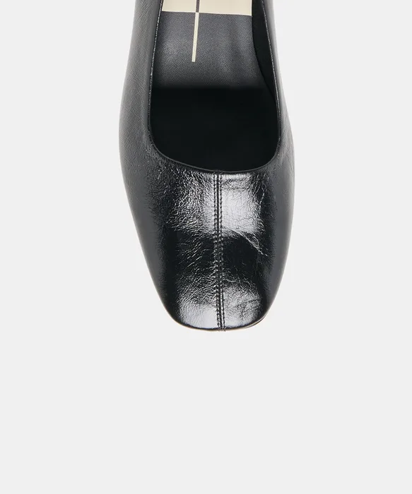 DALIA Black Leather Ballet Block Heels — view 4