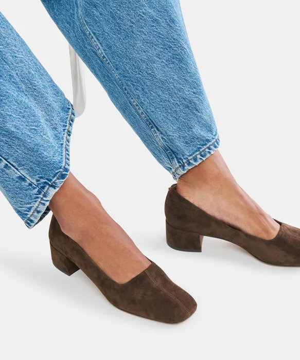 DALIA Dk Brown Suede Ballet Block Heels — view 5