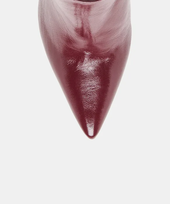 DANITY Burgundy Leather Pointed-Toe Stiletto Booties — view 4