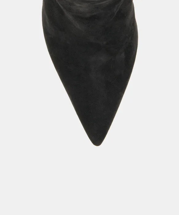 DANITY Onyx Suede Pointed-Toe Stiletto Booties — view 4