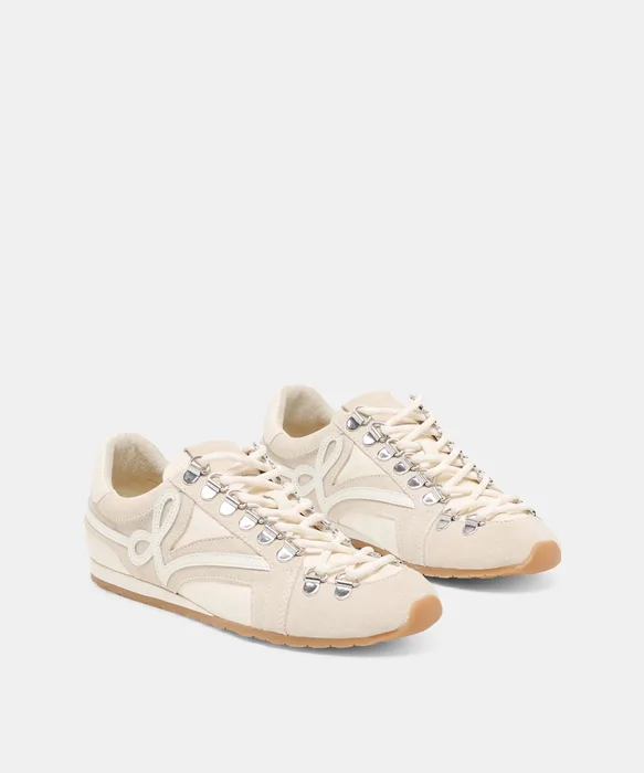 DEACON Ivory Suede Lace-Up Sneakers — view 3