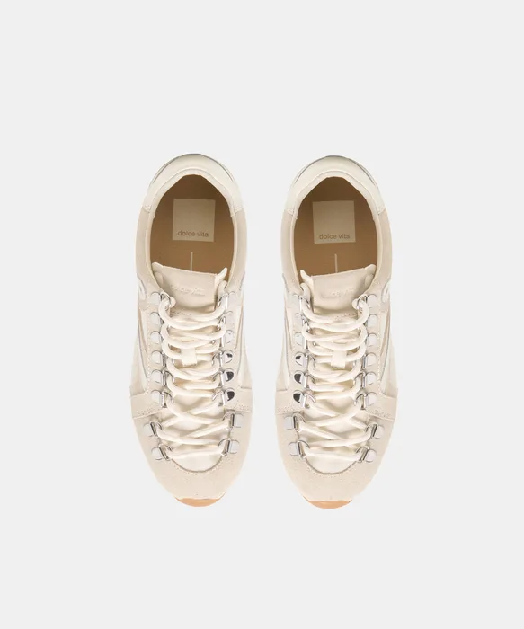 DEACON Ivory Suede Lace-Up Sneakers — view 4