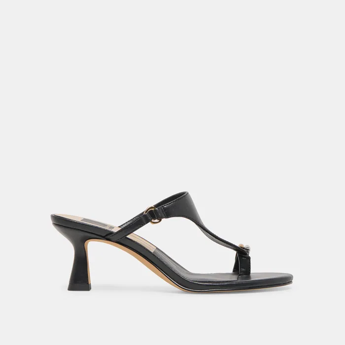 Derrel Black Leather Heels — view 2