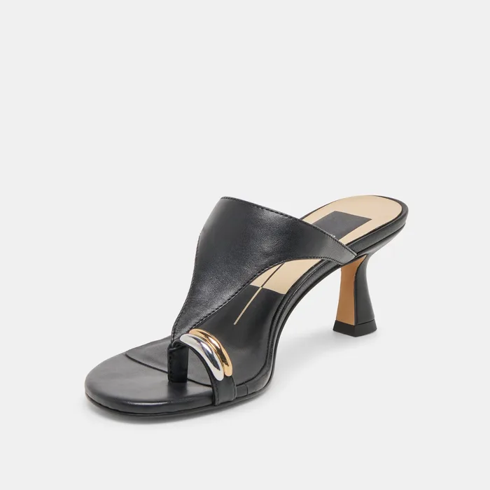Derrel Black Leather Heels — view 8