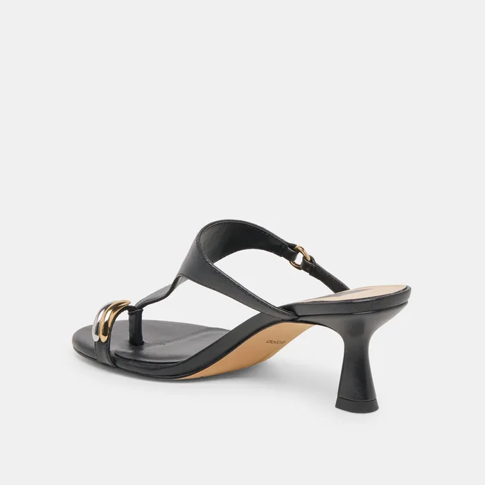 Derrel Black Leather Heels — view 9