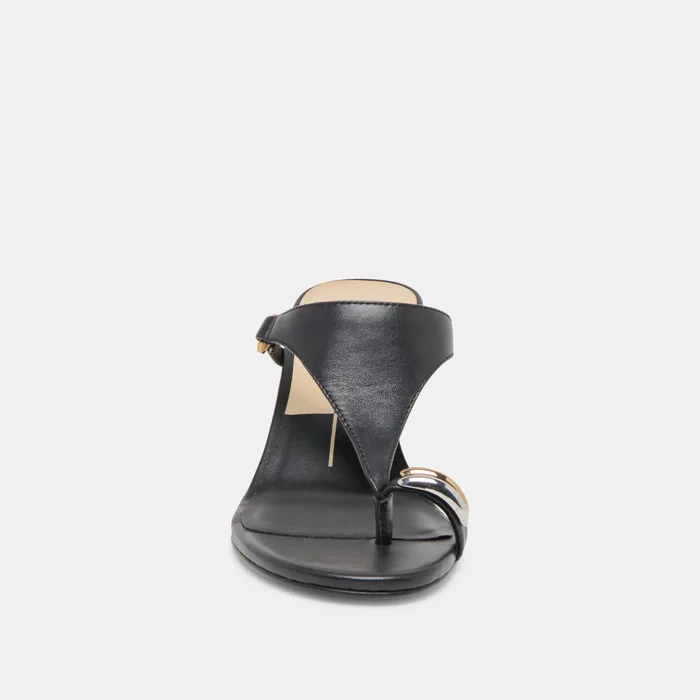 Derrel Black Leather Heels — view 10