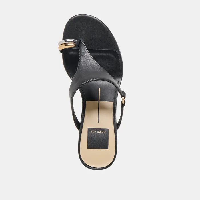 Derrel Black Leather Heels — view 12
