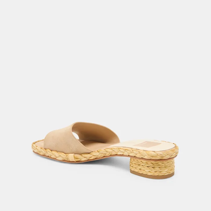 Dixi Wide Camel Suede Sandals — view 6