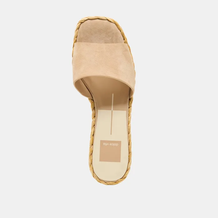 Dixi Wide Camel Suede Sandals — view 9