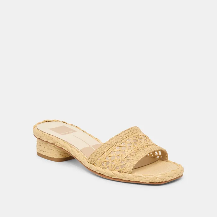 Dixi Wide Lt Natural Cross Hatch Raffia Sandals — view 3