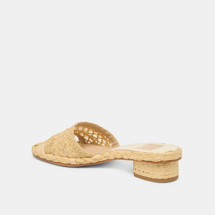 Dixi Wide Lt Natural Cross Hatch Raffia Sandals — view 6