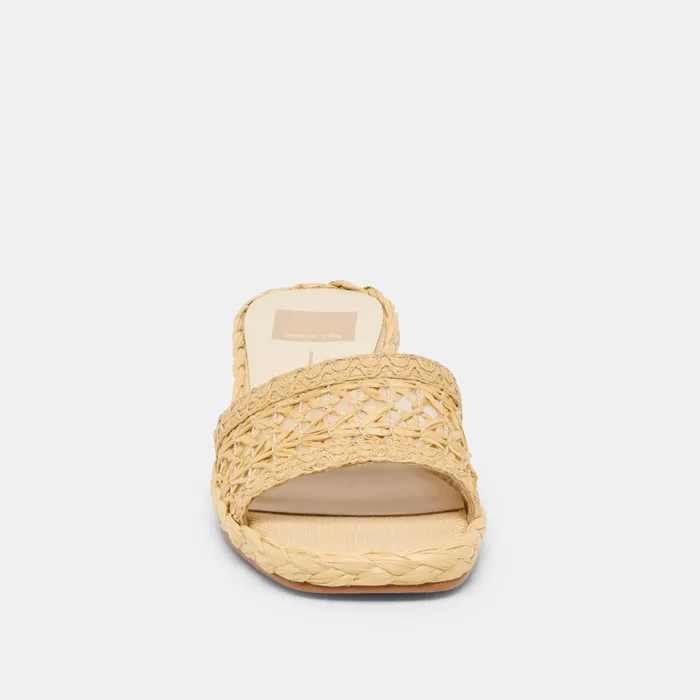 Dixi Wide Lt Natural Cross Hatch Raffia Sandals — view 7